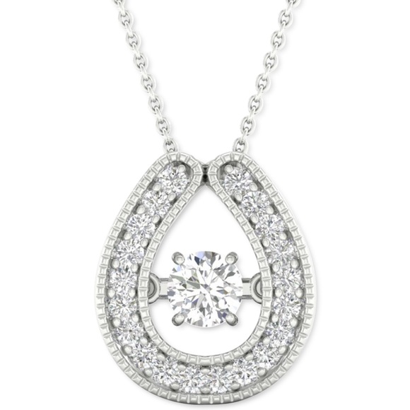 Infinite Jewels Jewelry - Twinkling Natural Diamond Star Horseshoe 18" Pendant Necklace(1/5 CTTW) 10k Gold